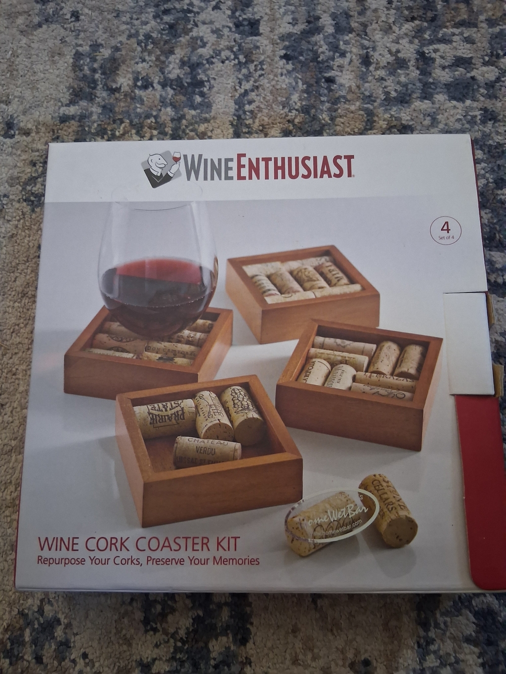 Wooden Wine Cork Coaster Set - Brown (Set of 4)